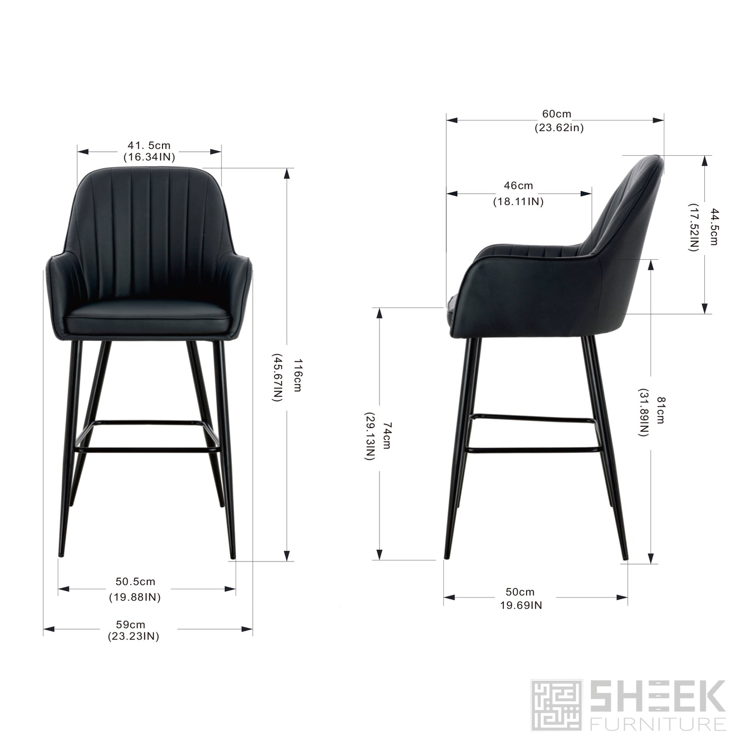 Apollo Bar Stool – Midnight Black