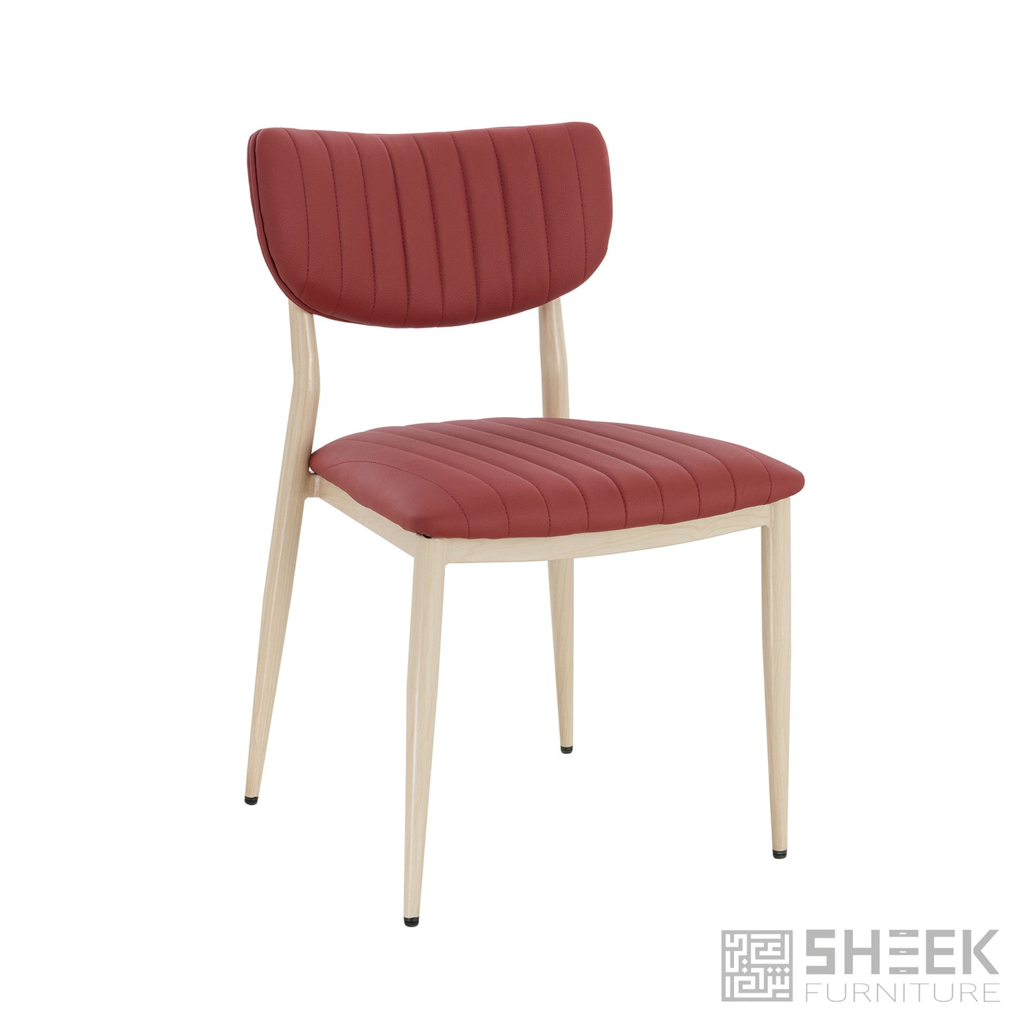 Atlas Stack Chair – Wine Red on Oak