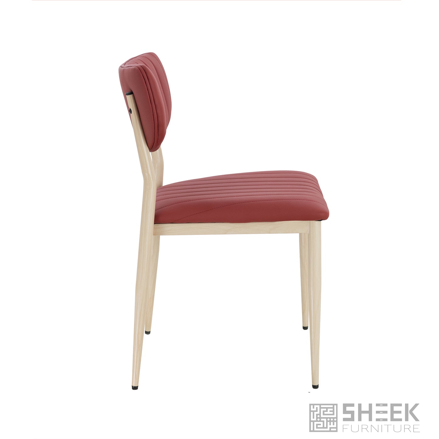 Atlas Stack Chair – Wine Red on Oak