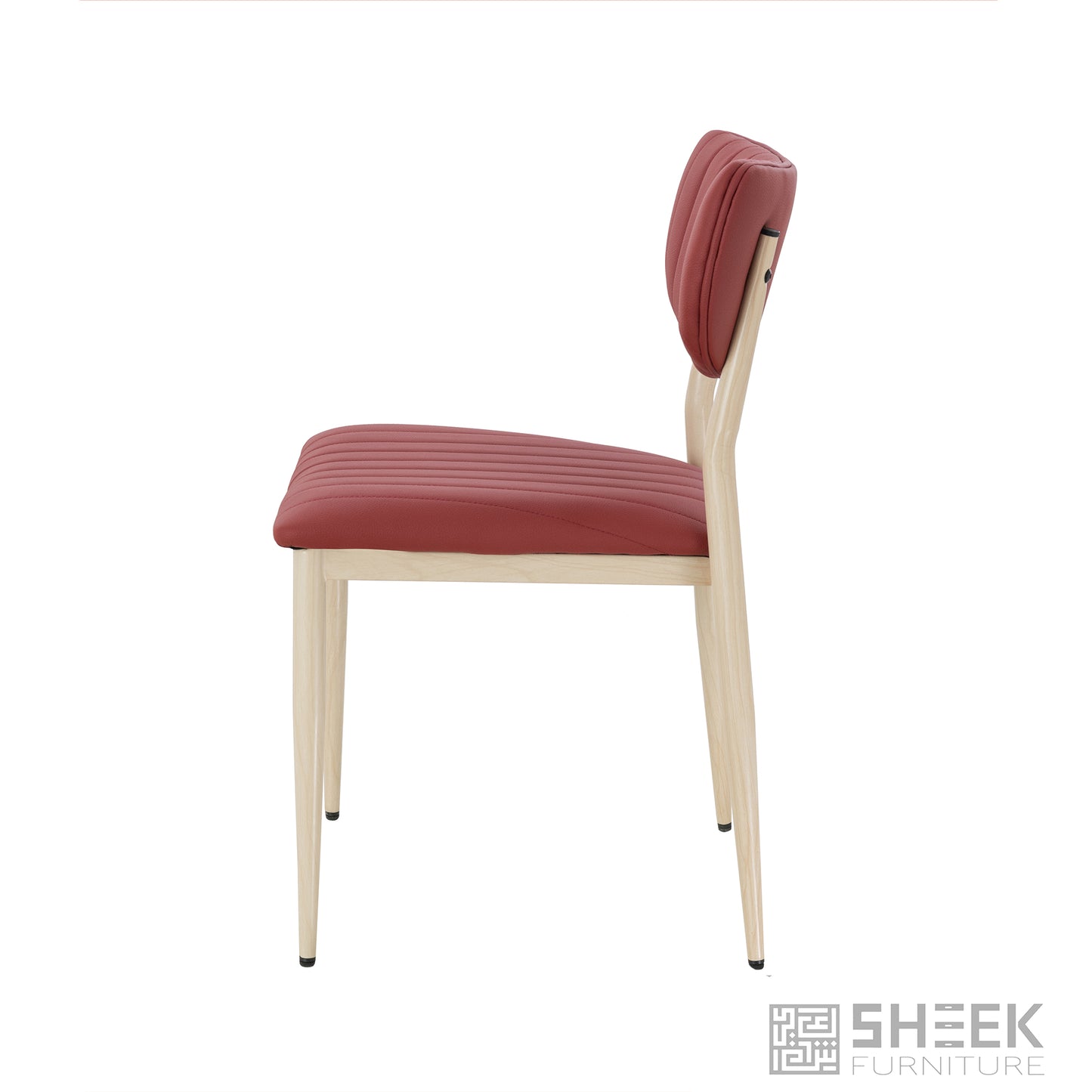 Atlas Stack Chair – Wine Red on Oak