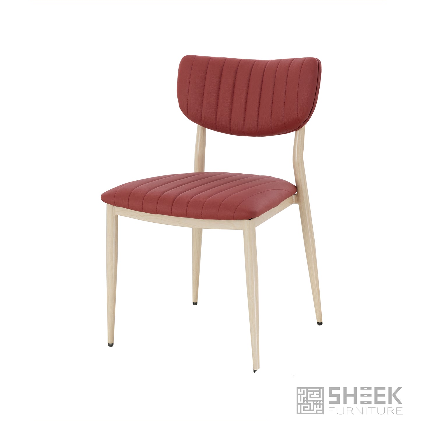 Atlas Stack Chair – Wine Red on Oak