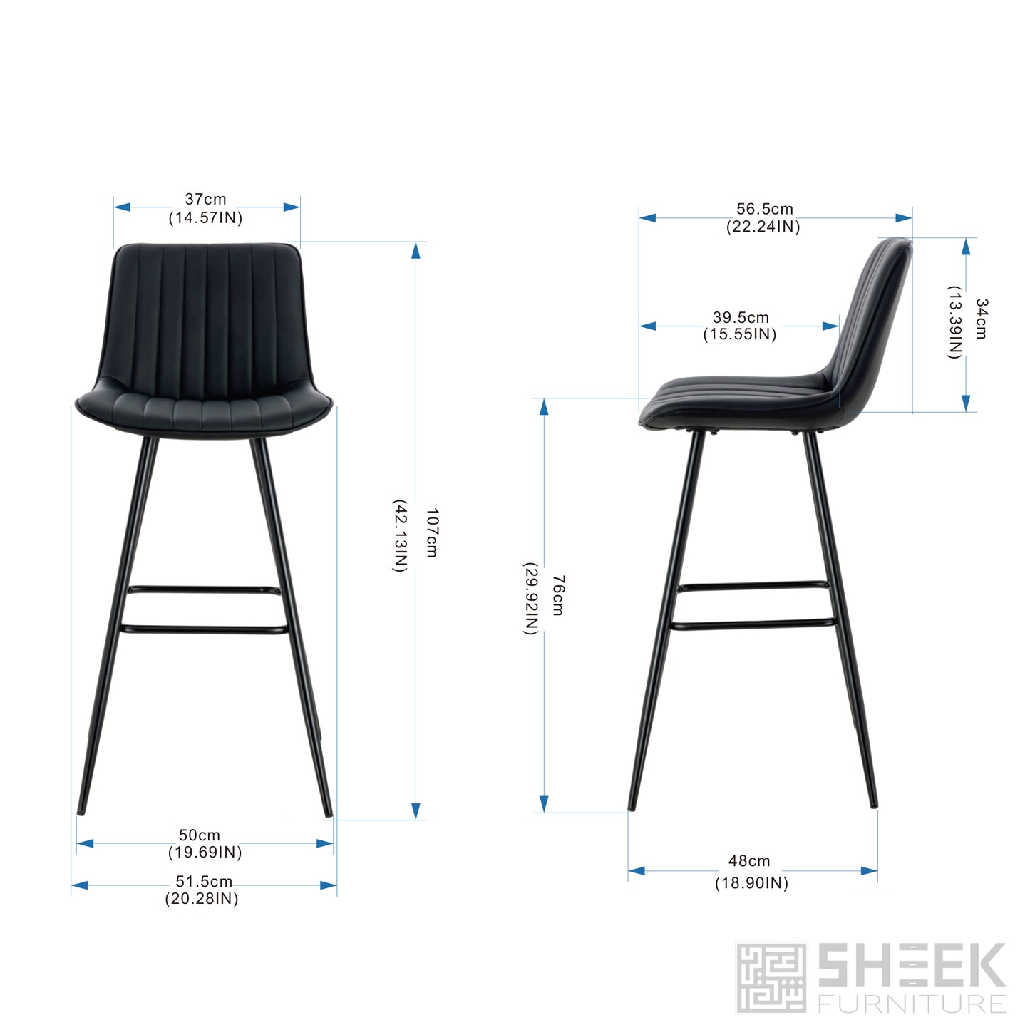 Hermes Bar Stool – Midnight Black
