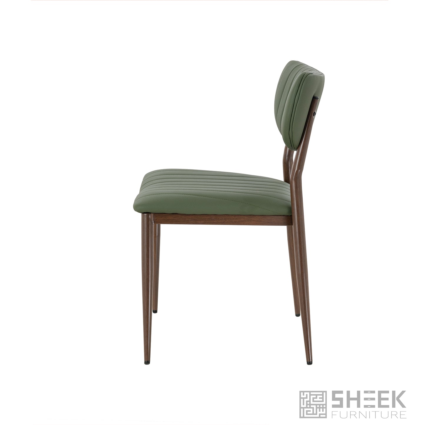 Atlas Stack Chair – Olive Green on Walnut