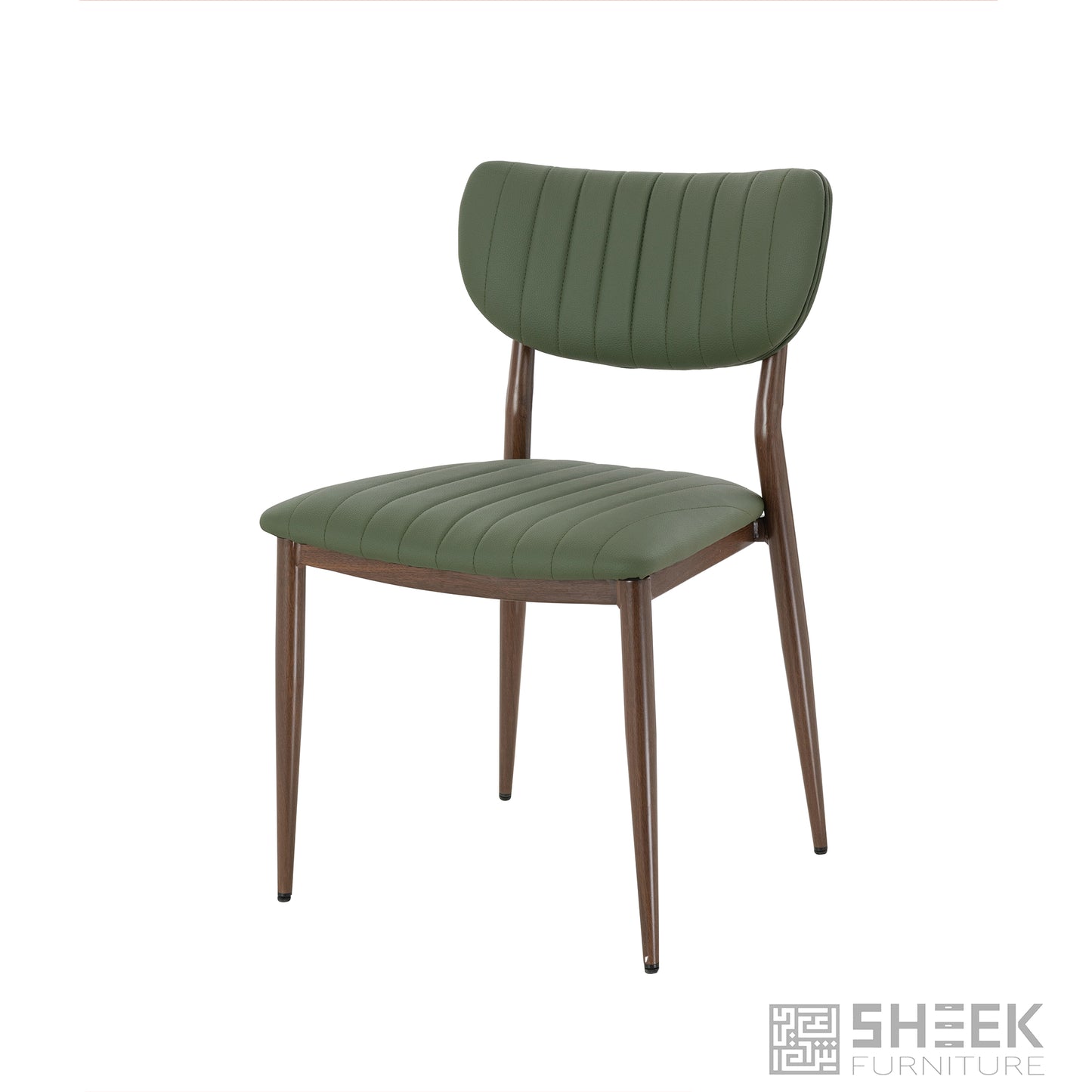 Atlas Stack Chair – Olive Green on Walnut