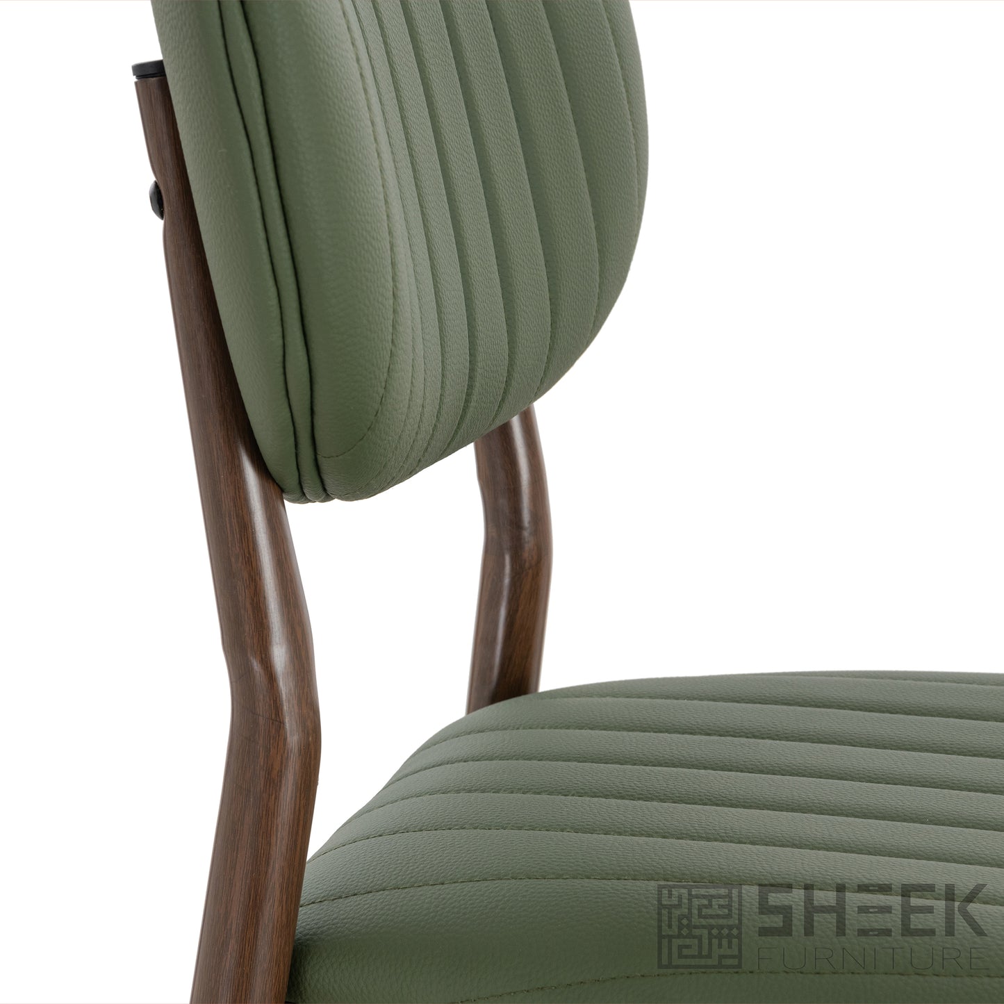 Atlas Stack Chair – Olive Green on Walnut