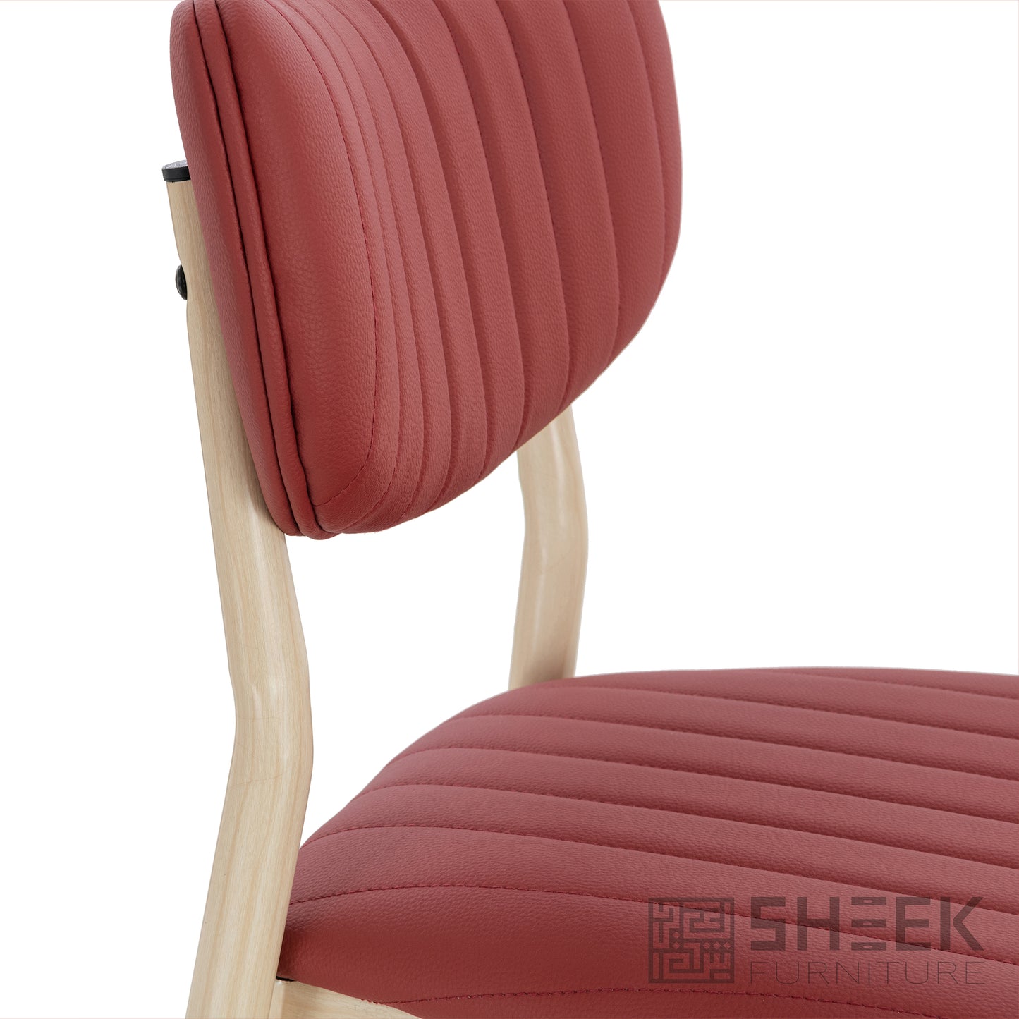 Atlas Stack Chair – Wine Red on Oak