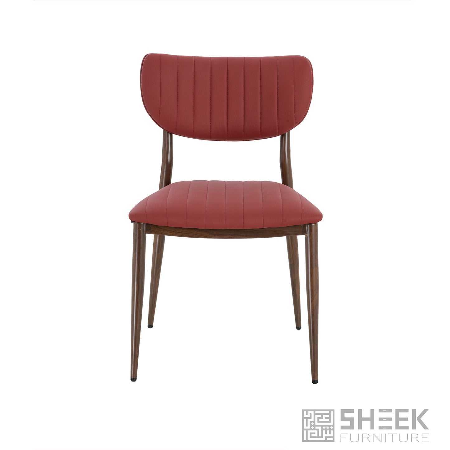 Atlas Stack Chair – Wine Red on Walnut