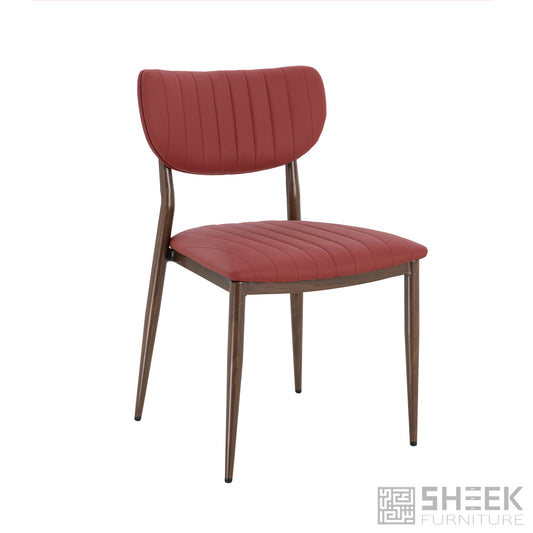 Atlas Stack Chair – Wine Red on Walnut