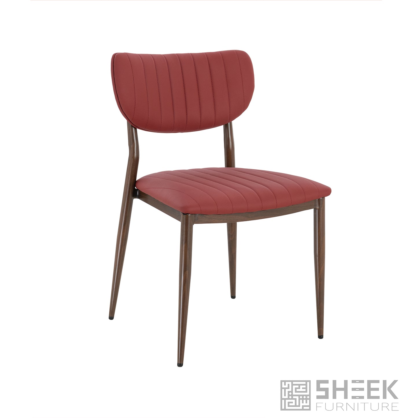 Atlas Stack Chair – Wine Red on Walnut