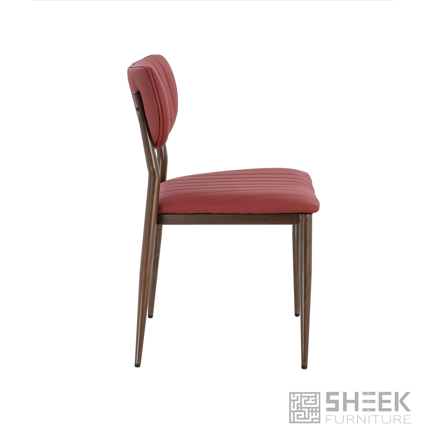 Atlas Stack Chair – Wine Red on Walnut