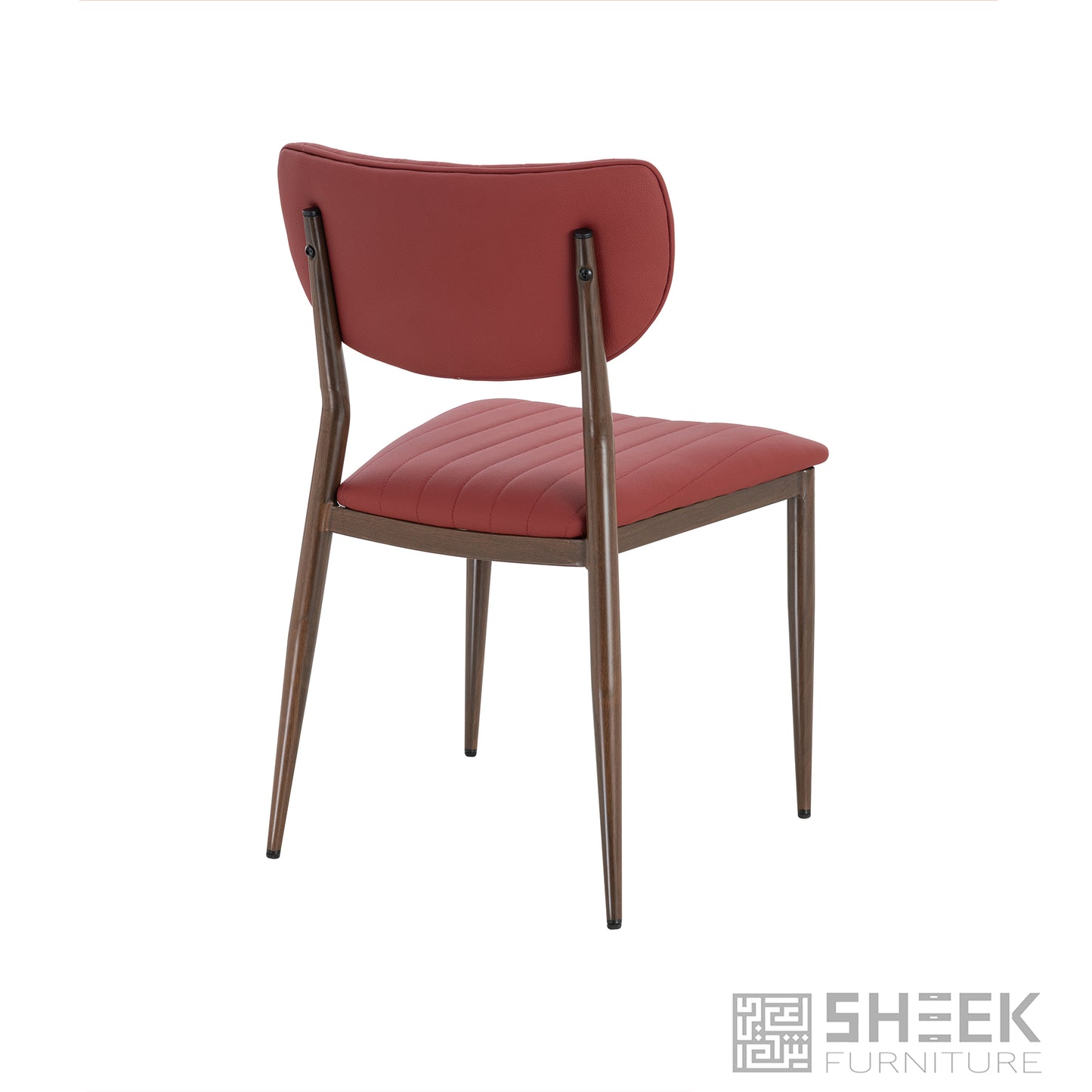 Atlas Stack Chair – Wine Red on Walnut
