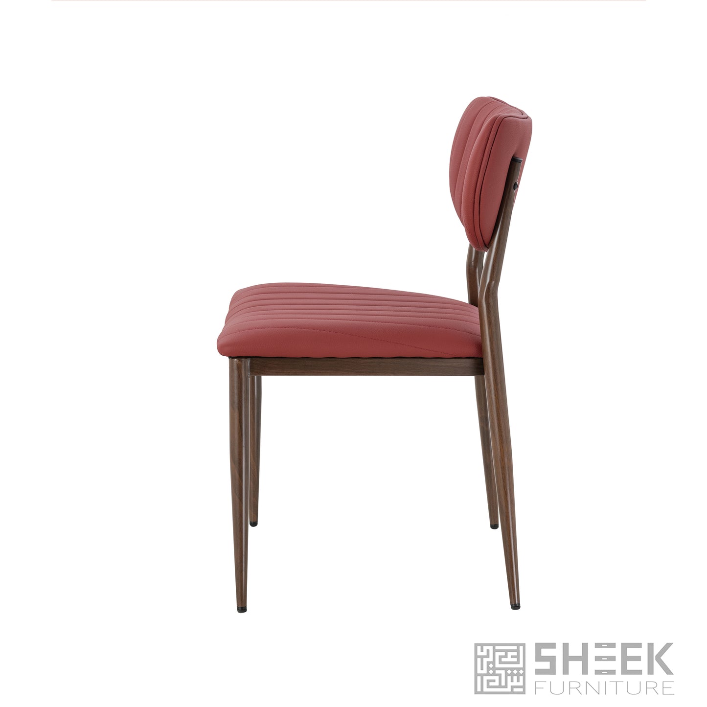 Atlas Stack Chair – Wine Red on Walnut