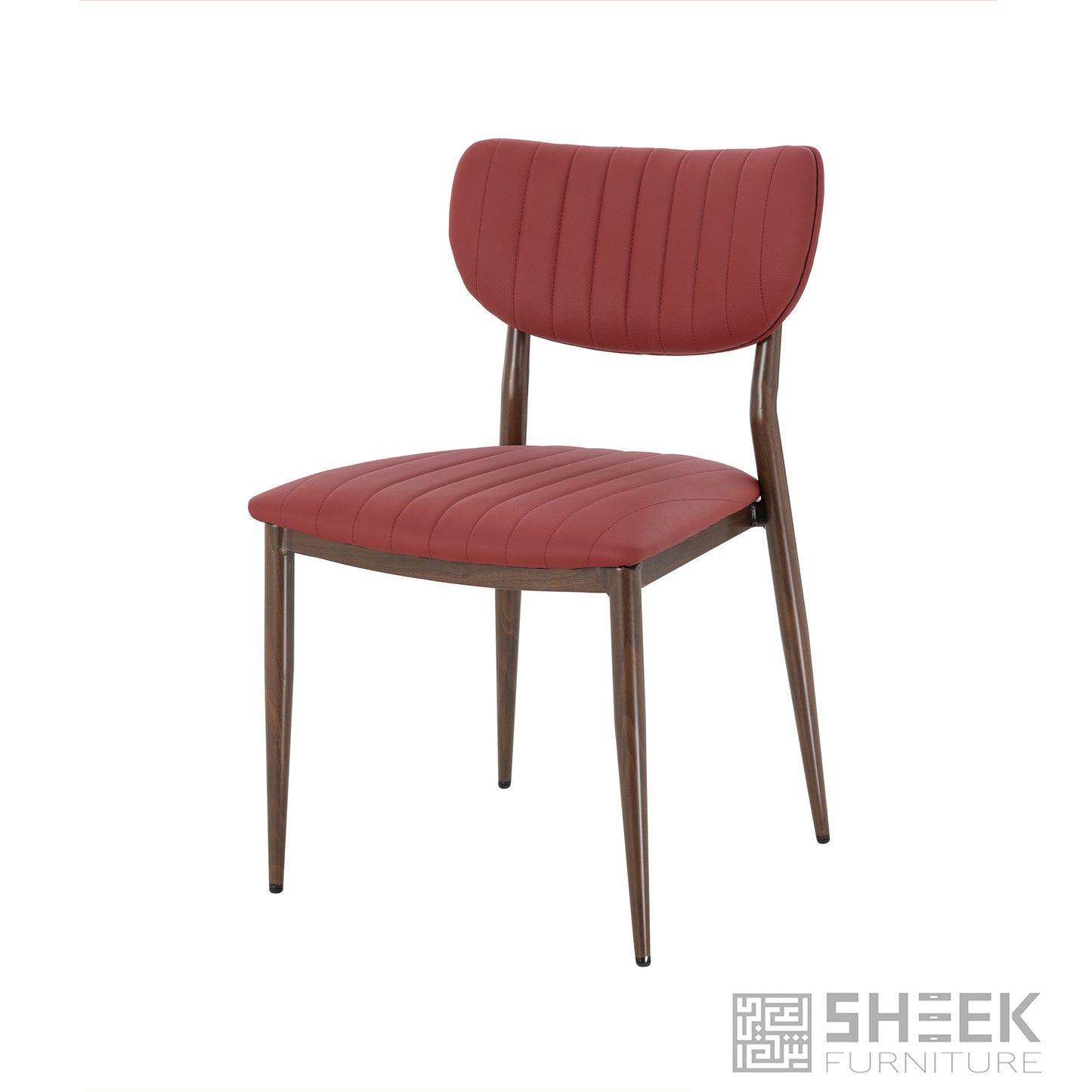 Atlas Stack Chair – Wine Red on Walnut