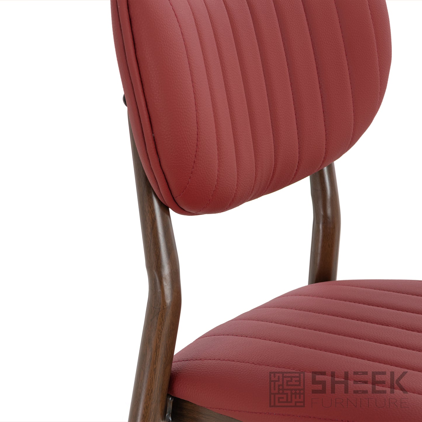 Atlas Stack Chair – Wine Red on Walnut
