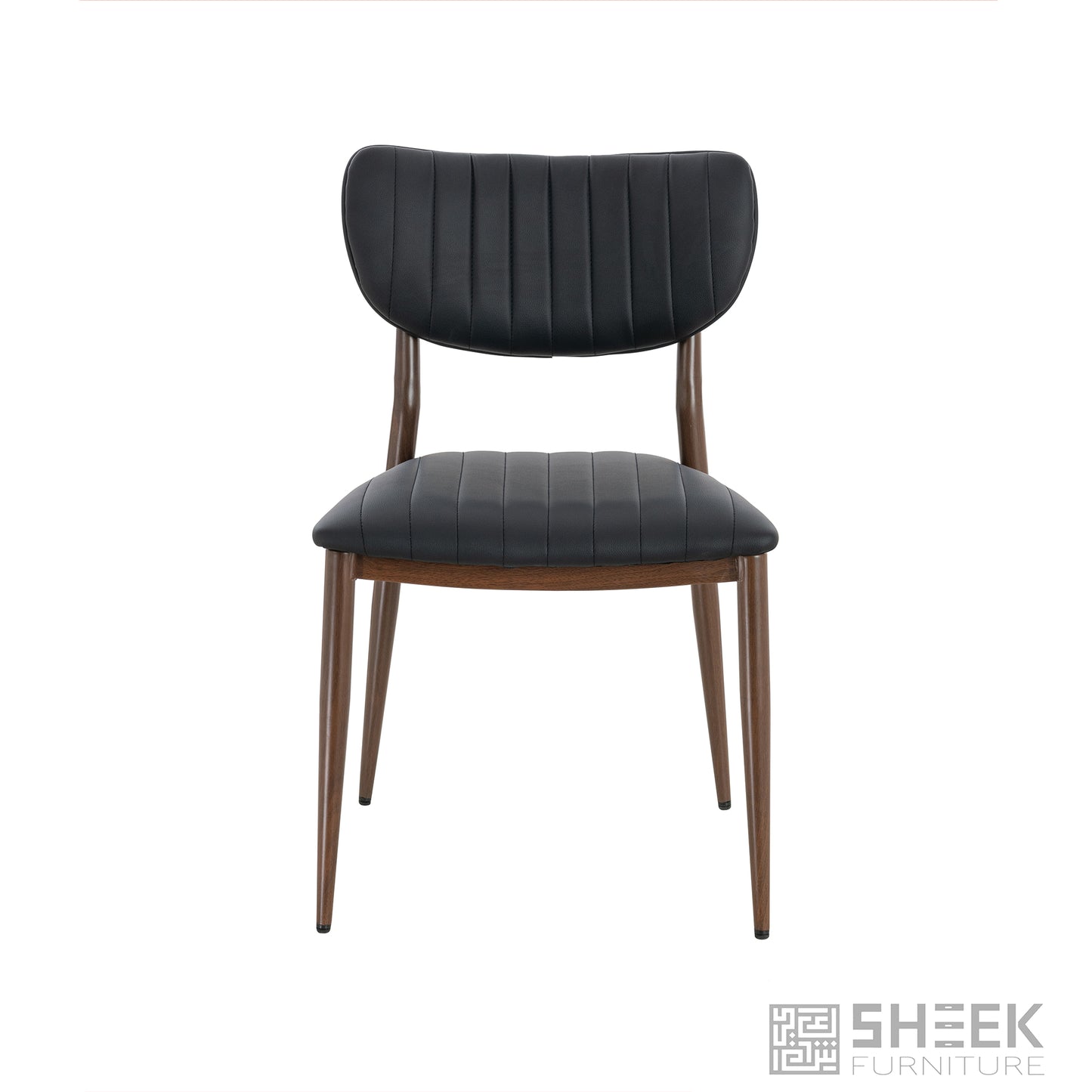 Atlas Stack Chair – Midnight Black on Walnut