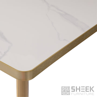 Rhea Dining Table – Calacatta White Sintered Stone - 48 x 30