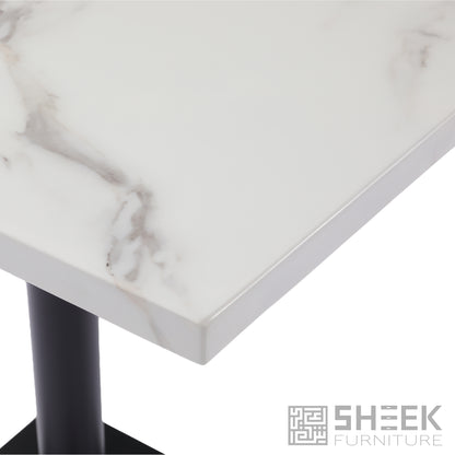 Rhea Dining Table – Carrara White Resin Stone - 48 x 30