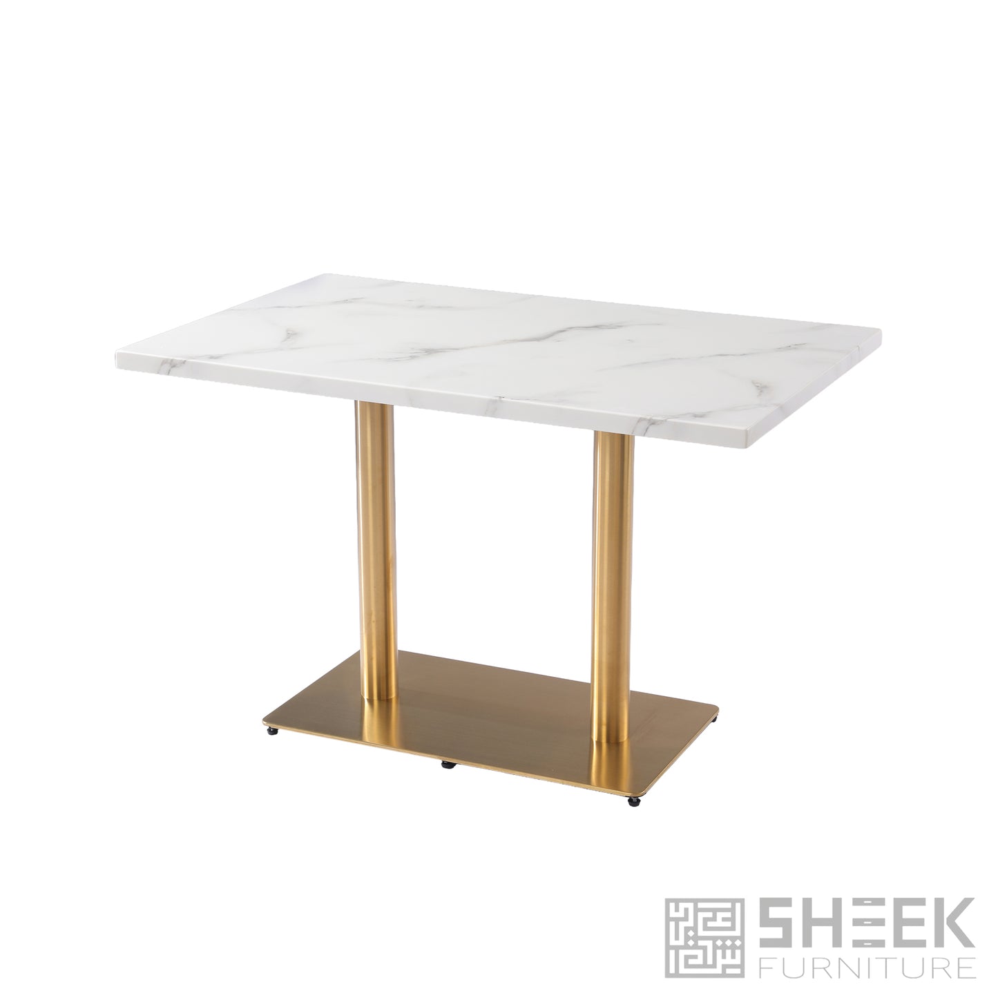 Rhea Dining Table – Carrara White Resin Stone - 48 x 30