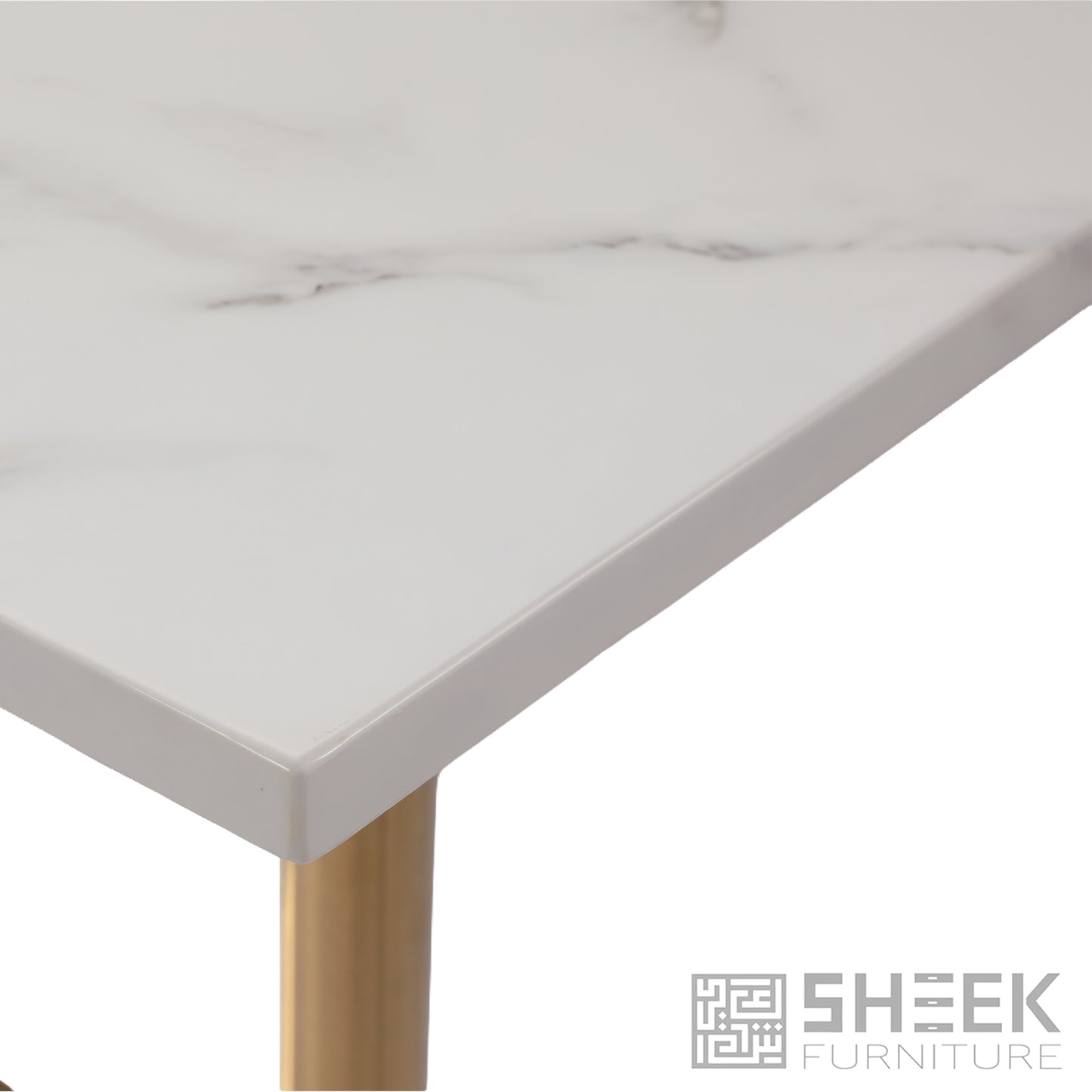 Rhea Dining Table – Carrara White Resin Stone - 24 x 30