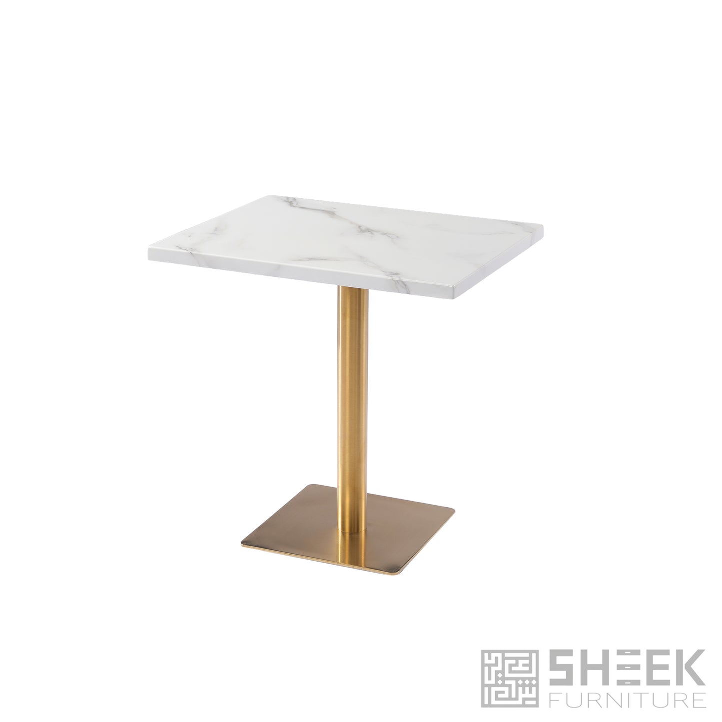 Rhea Dining Table – Carrara White Resin Stone - 24 x 30