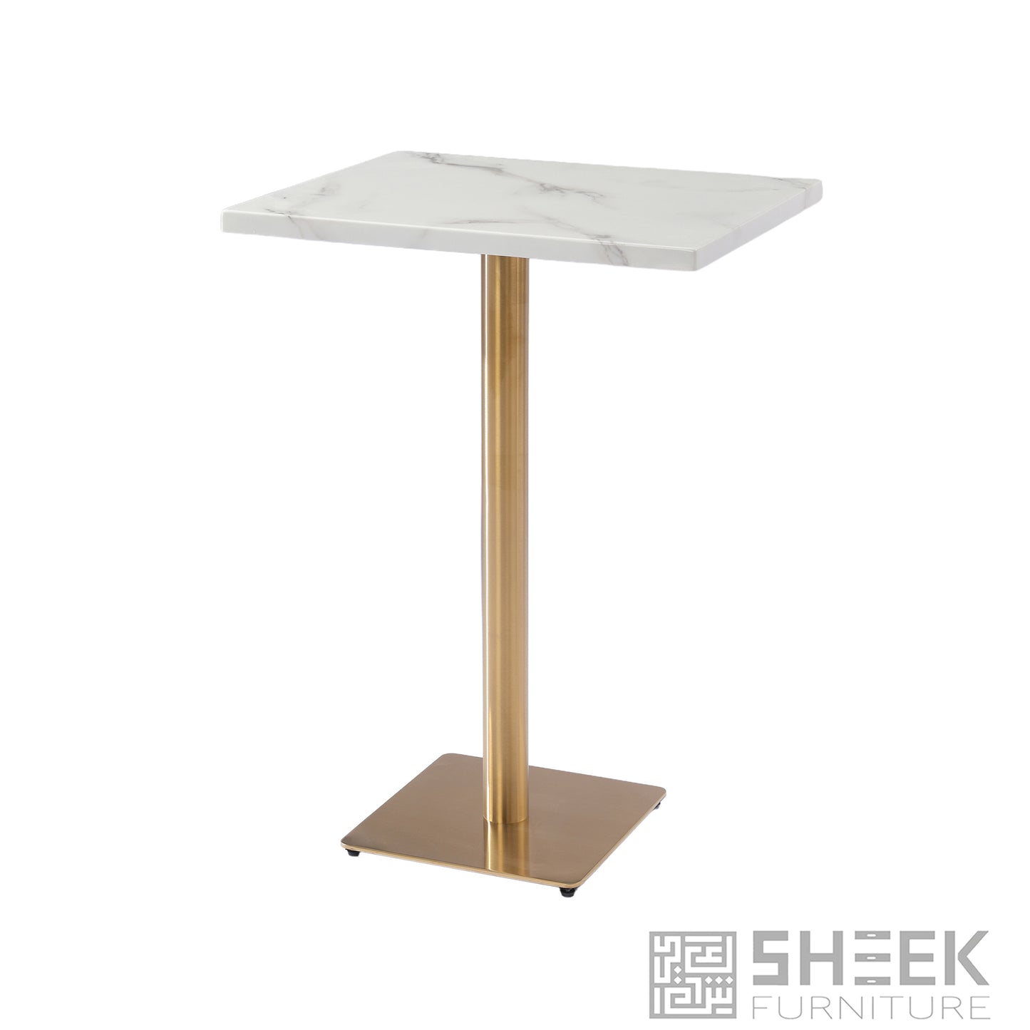 Rhea Dining Table – Carrara White Resin Stone - 24 x 30