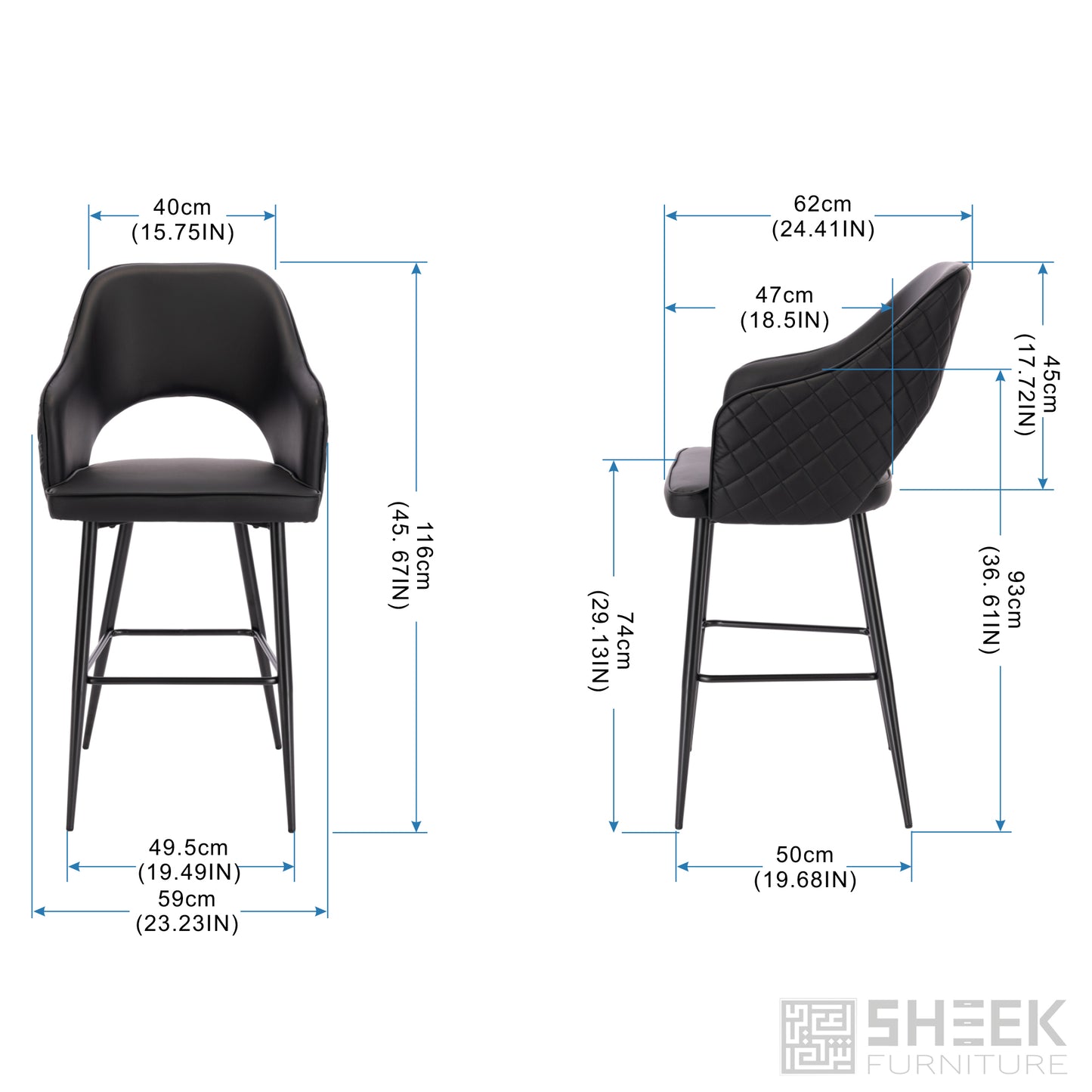 Ares Bar Stool – Midnight Black